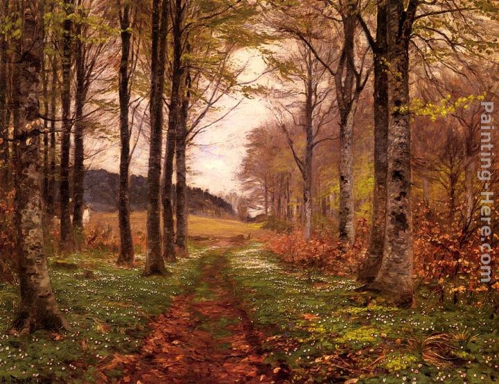 A Woodland Landscape painting - Hans Anderson Brendekilde A Woodland Landscape art painting
